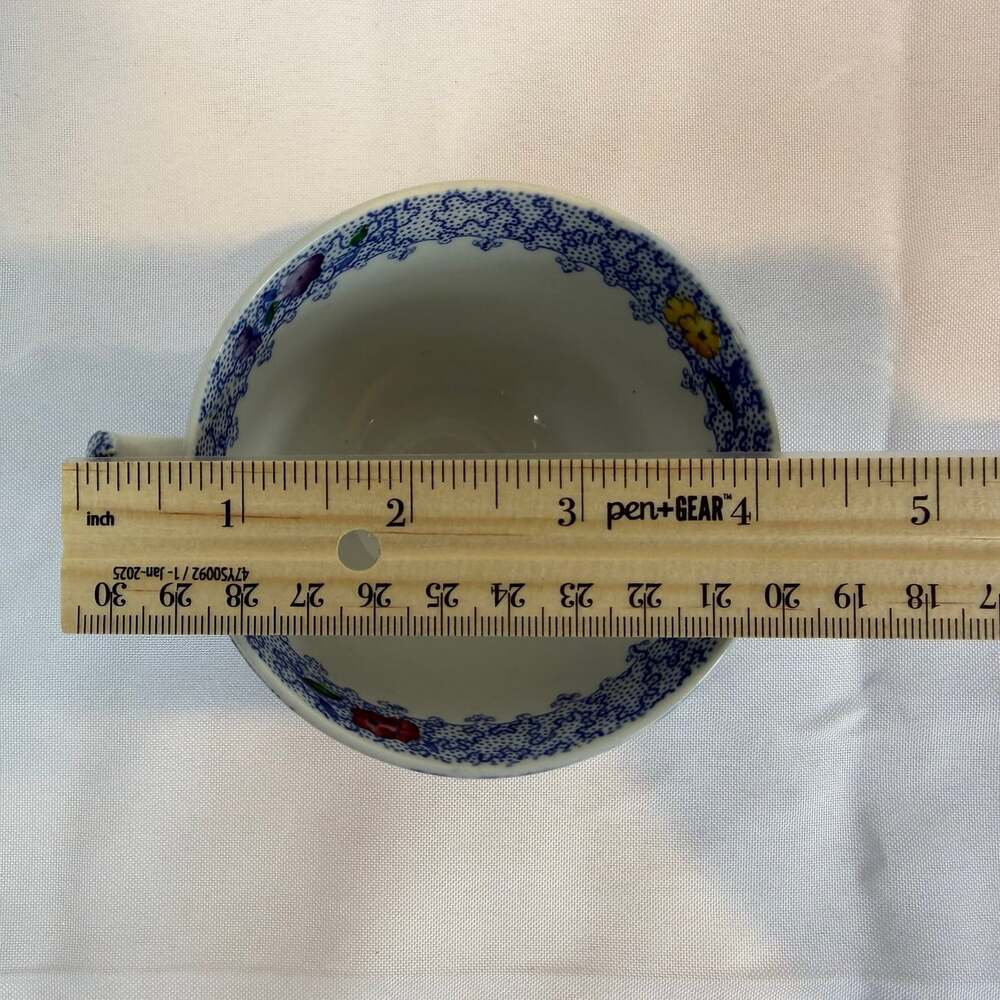 COPELAND SPODE WILD FLOWER FOOTED TEA CUP MULTICOLOR FLORAL ON BLUE *no Saucer - Picture 4 of 10